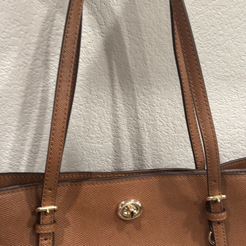 Coach Brown Leather Turn Lock Top Zip Tote - Picture 4 of 15